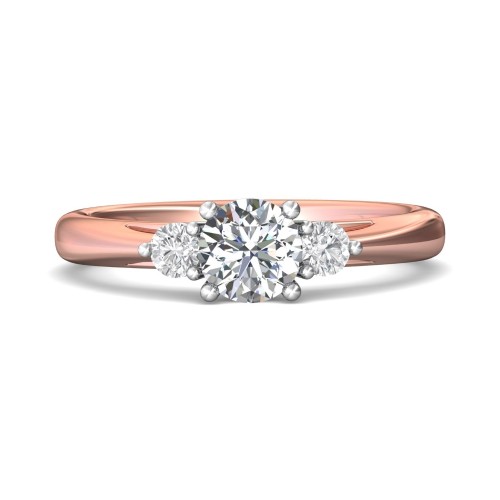 FlyerFit&reg; 18K Pink Gold Shank And White Gold Top Three Stone Engagement Ring