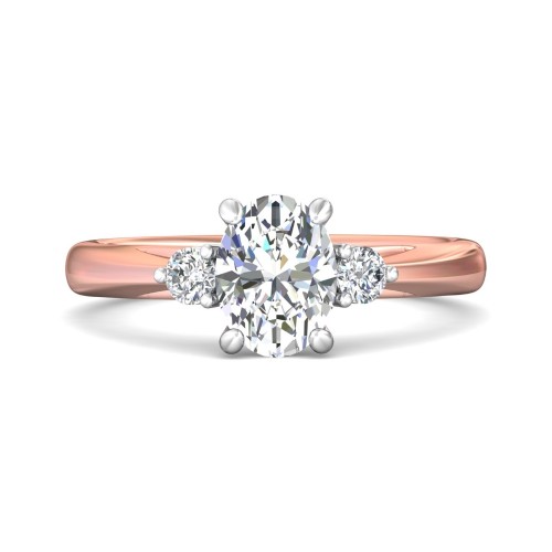 FlyerFit&reg; 14K Pink Gold Shank And White Gold Top Three Stone Engagement Ring