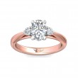 FlyerFit® 14K Pink Gold Shank And White Gold Top Three Stone Engagement Ring