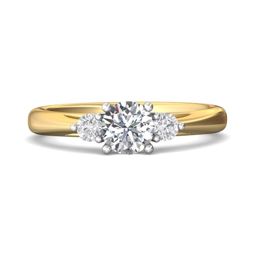 FlyerFit&reg; 18K Yellow Gold Shank And White Gold Top Three Stone Engagement Ring
