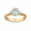 FlyerFit® 18K Yellow Gold Three Stone Engagement Ring