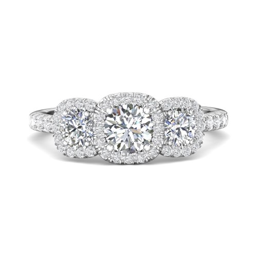FlyerFit&reg; 14K White Gold Three Stone Engagement Ring