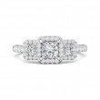 FlyerFit® 18K White Gold Three Stone Engagement Ring
