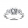 FlyerFit® 18K White Gold Three Stone Engagement Ring