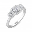 FlyerFit® 18K White Gold Three Stone Engagement Ring