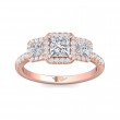 FlyerFit® 18K Pink Gold Three Stone Engagement Ring