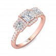 FlyerFit® 18K Pink Gold Three Stone Engagement Ring