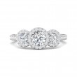 FlyerFit® 18K White Gold Three Stone Engagement Ring