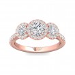 FlyerFit® 14K Pink Gold Three Stone Engagement Ring