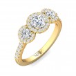 FlyerFit® 18K Yellow Gold Three Stone Engagement Ring