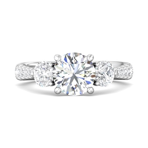 FlyerFit&reg; 18K White Gold Three Stone Engagement Ring