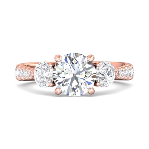 FlyerFit&reg; 18K Pink Gold Three Stone Engagement Ring