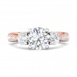 FlyerFit® 14K Pink Gold Shank And White Gold Top Three Stone Engagement Ring