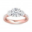 FlyerFit® 14K Pink Gold Shank And White Gold Top Three Stone Engagement Ring