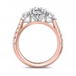 FlyerFit® 14K Pink Gold Shank And White Gold Top Three Stone Engagement Ring