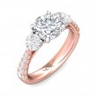 FlyerFit® 14K Pink Gold Shank And White Gold Top Three Stone Engagement Ring
