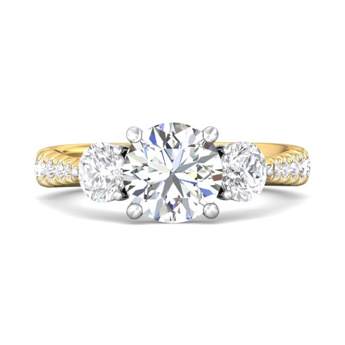 FlyerFit&reg; 18K Yellow Gold Shank And White Gold Top Three Stone Engagement Ring