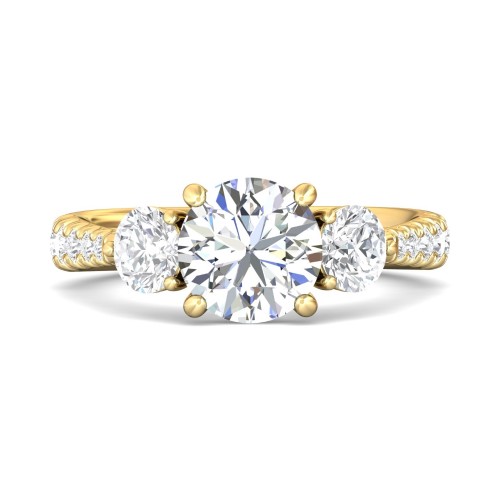 FlyerFit&reg; 18K Yellow Gold Three Stone Engagement Ring