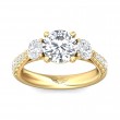 FlyerFit® 18K Yellow Gold Three Stone Engagement Ring