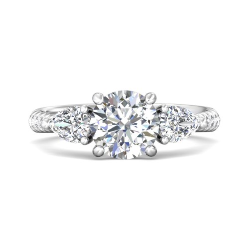 FlyerFit&reg; 14K White Gold Three Stone Engagement Ring