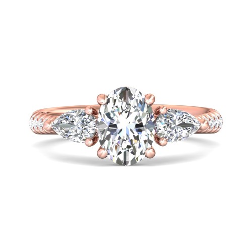 FlyerFit&reg; 18K Pink Gold Three Stone Engagement Ring
