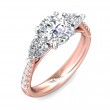 FlyerFit® 14K Pink Gold Shank And White Gold Top Three Stone Engagement Ring