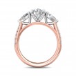 FlyerFit® 14K Pink Gold Shank And White Gold Top Three Stone Engagement Ring