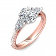 FlyerFit® 14K Pink Gold Shank And White Gold Top Three Stone Engagement Ring