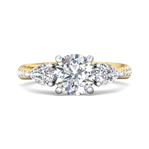 FlyerFit&reg; 14K Yellow and 14K White Gold Three Stone Engagement Ring