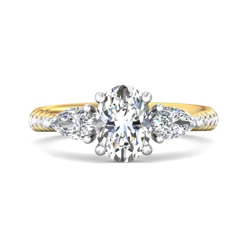 FlyerFit&reg; 14K Yellow and 14K White Gold Three Stone Engagement Ring