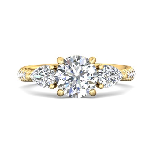 FlyerFit&reg; 18K Yellow Gold Three Stone Engagement Ring