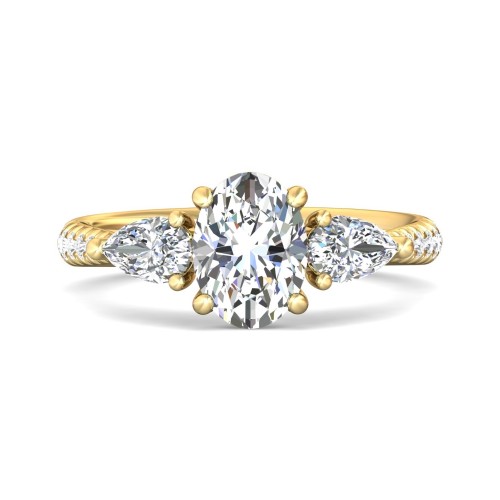 FlyerFit&reg; 18K Yellow Gold Three Stone Engagement Ring