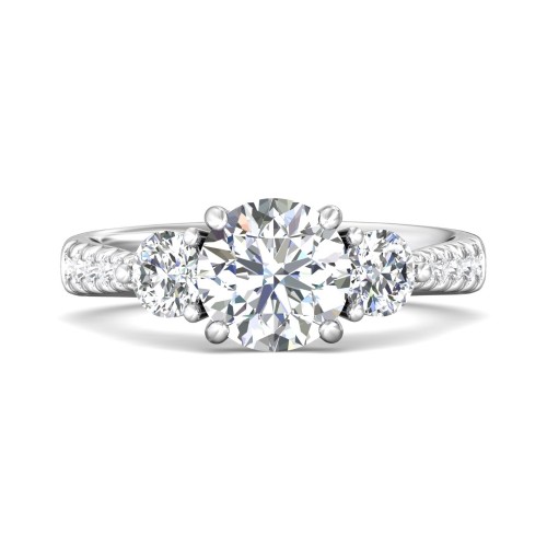 FlyerFit&reg; 18K White Gold Three Stone Engagement Ring