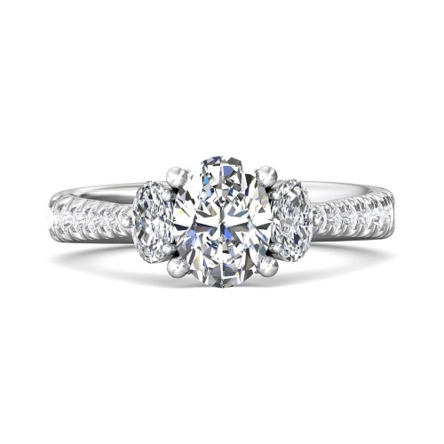 FlyerFit&reg; 18K White Gold Three Stone Engagement Ring