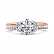 FlyerFit® 14K Pink Gold Shank And White Gold Top Three Stone Engagement Ring
