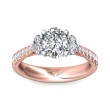 FlyerFit® 14K Pink Gold Shank And White Gold Top Three Stone Engagement Ring