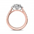 FlyerFit® 14K Pink Gold Shank And White Gold Top Three Stone Engagement Ring
