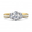 FlyerFit® 18K Yellow Gold Shank And White Gold Top Three Stone Engagement Ring
