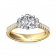 FlyerFit® 18K Yellow Gold Shank And White Gold Top Three Stone Engagement Ring