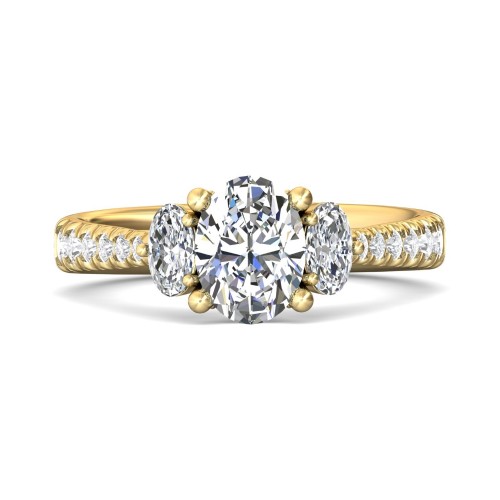 FlyerFit&reg; 14K Yellow Gold Three Stone Engagement Ring