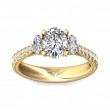 FlyerFit® 18K Yellow Gold Three Stone Engagement Ring