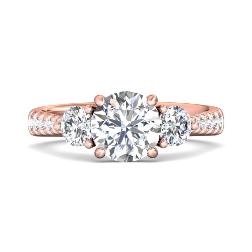FlyerFit&reg; 18K Pink Gold Three Stone Engagement Ring