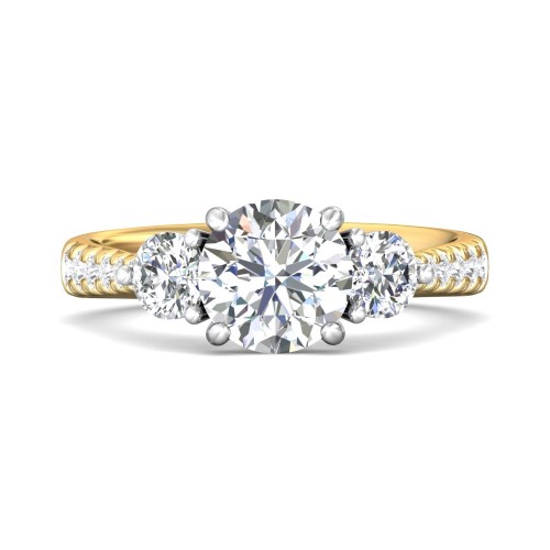 FlyerFit&reg; 14K Yellow and 14K White Gold Three Stone Engagement Ring