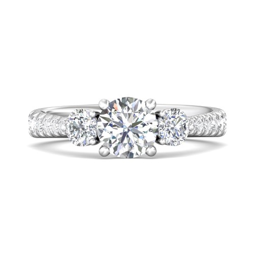 FlyerFit&reg; 14K White Gold Three Stone Engagement Ring