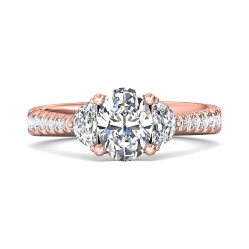 FlyerFit&reg; 14K Pink Gold Three Stone Engagement Ring