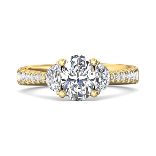FlyerFit&reg; 18K Yellow Gold Three Stone Engagement Ring
