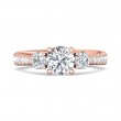 FlyerFit® 14K Pink Gold Three Stone Engagement Ring