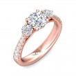 FlyerFit® 14K Pink Gold Three Stone Engagement Ring