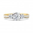 FlyerFit® 18K Yellow Gold Shank And White Gold Top Three Stone Engagement Ring