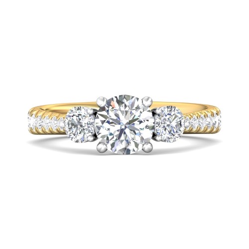 FlyerFit&reg; 18K Yellow Gold Shank And White Gold Top Three Stone Engagement Ring